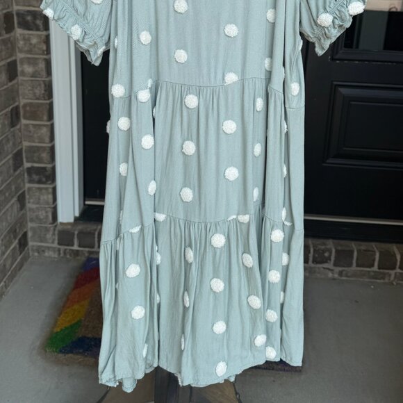 Women's Light Blue/Teal Polka Dot Boutique Dress - Picture 2 of 5